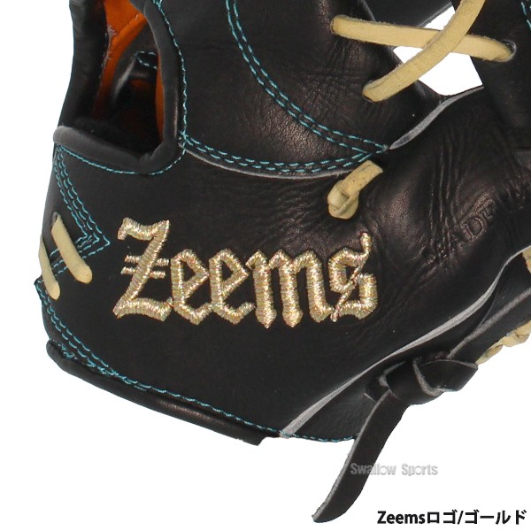 野球 ジームス 限定 湯もみ型付 け済三方親 軟式グローブ グラブ 軟式用 直刺繍 内野手用 内野手 小型 右投用 ネイビーブラック Zeemsロゴ コウモリ 528SBN-N Zeems