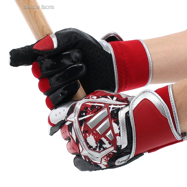 野球 アディダス バッティンググローブ バッティング手袋 両手用 一般 大人 シングルベルト 軟式野球 草野球 プロモデル LBG302 adidas